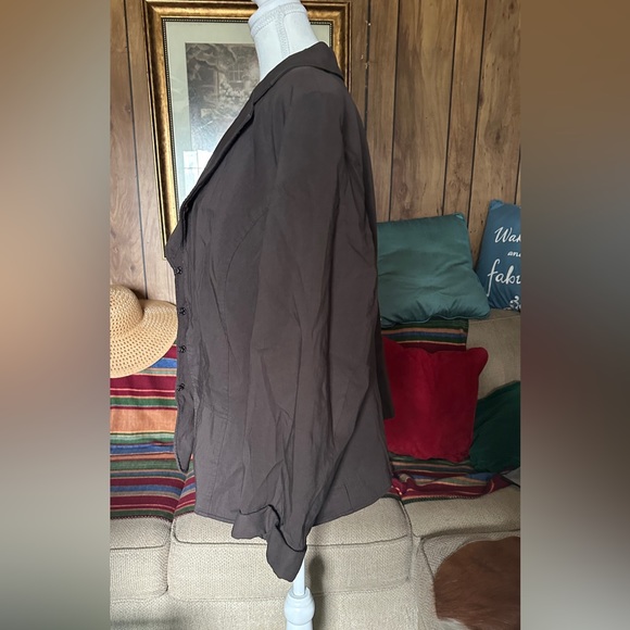 EUC Lane Bryant Brown STRETCHY Fitted Suit Jacket with Hook & Eye Closure, Sz 26 - Picture 2 of 13